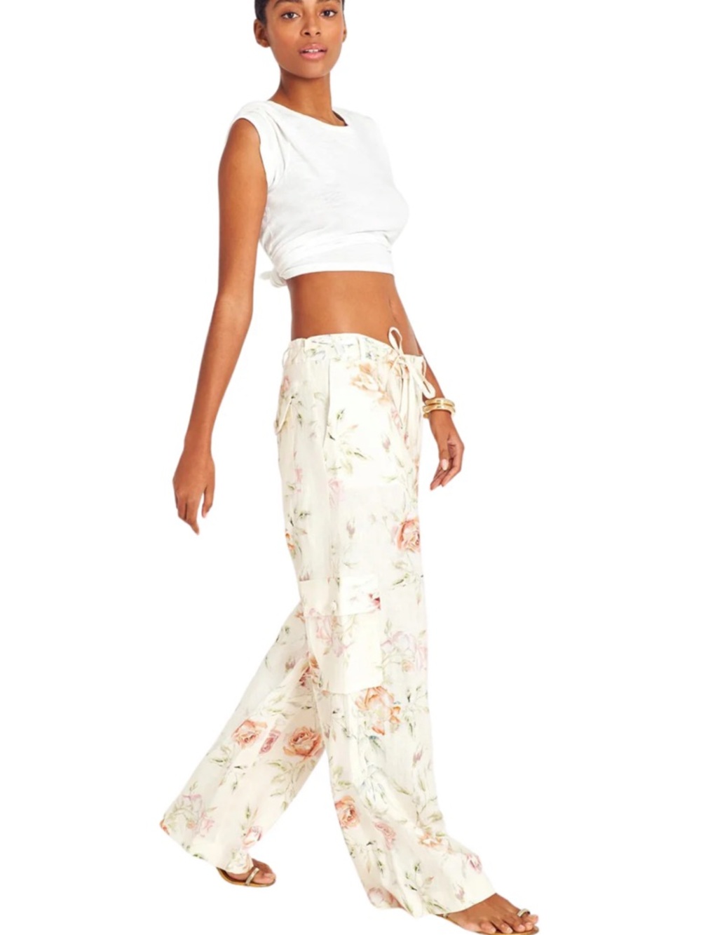 LoveShackFancy Cedric Linen Cargo Pants in Burnt Orange
